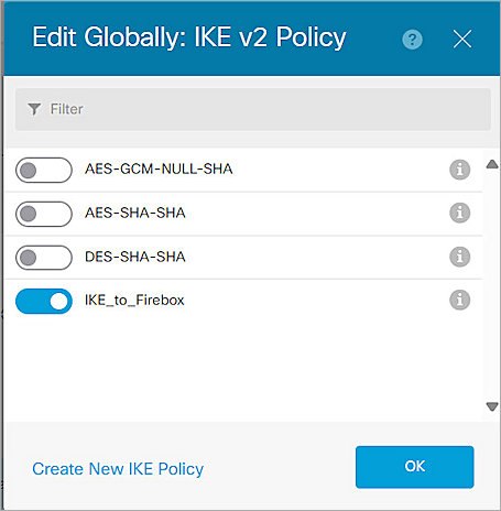 Screenshot of IKE v2 policy in the list